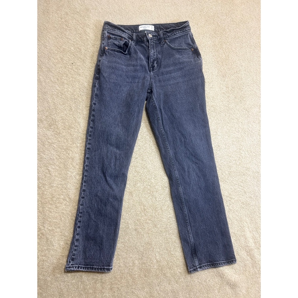 Abercrombie Fitch The Straight Mid Rise Curve Love Black Wash Jeans Size 26